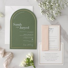 Green Arch Shaped with Gold Pre-Foil - Wedding Invitations - CR28-ARC-PFL-GG-WI-01x - 187783