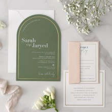 Green Arch Shaped with Gold Pre-Foil - Wedding Invitations - CR28-ARC-PFL-GG-WI-01 - 189321