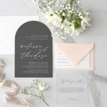 Grey Arch Shaped with White Ink - Wedding Invitations - CR49-ARC-GY-WI-01 - 187956