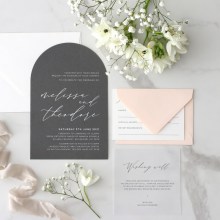 Grey Arch Shaped with White Ink - Wedding Invitations - CR49-ARC-GY-WI-01 - 189392