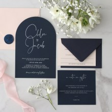 Navy Arch Shaped with White Ink - Wedding Invitations - CR12-ARC-NV-WI-01 - 187907