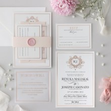 Elegant Rose Gold Royal Crest - Wedding Invitations - KI300-PFL-RG-10x - 189361
