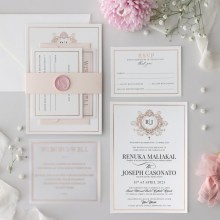 Elegant Rose Gold Royal Crest - Wedding Invitations - KI300-PFL-RG-10x - 188170