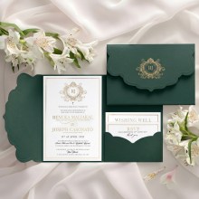Royal Green Embossed Pocket - Wedding Invitations - PCK-EM-GN-02 - 189465