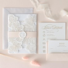 Foil Stamped Floral Laser Cut Elegance - Wedding Invitations - BH1680-F - 189223