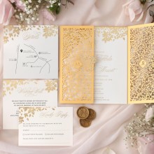 Golden Botanical Gates, Letterpress & Foil - Wedding Invitations - IWP19004-F-2 - 187409