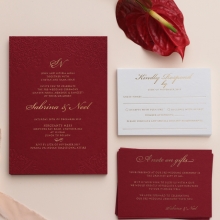Burgundy Letterpress with Foil - Wedding Invitations - WP001CC-FB - 183873