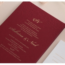 Burgundy Letterpress with Foil - Wedding Invitations - WP001CC-FB - 183874