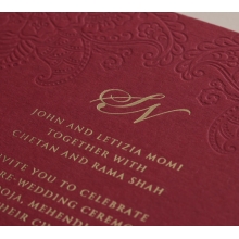 Burgundy Letterpress with Foil - Wedding Invitations - WP001CC-FB - 183876