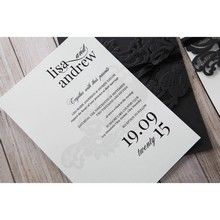 White Black Laser Cut Wrap with Ribbon - Wedding invitation - 13