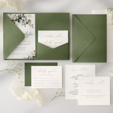 Minimalist Sage Vertical Pocket - Wedding Invitations - PCK-VT-SG - 189067