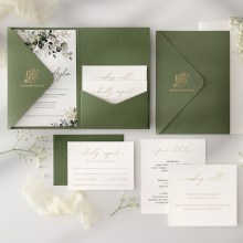 Minimalist Sage Vertical Pocket - Wedding Invitations - PCK-VT-SG - 189068