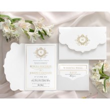 Mesmerising Solid Embossed Pocket - Wedding Invitations - PCK-EM-WH - 189234
