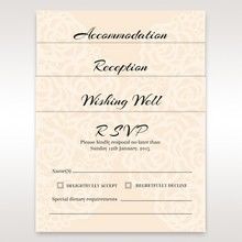 Matching reception; accommodation and RSVP cards in vellum pocket