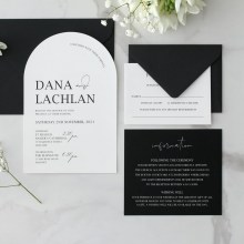 White Arch Shaped with Black Ink - Wedding Invitations - KI300-ARCH-BL-02 - 189236