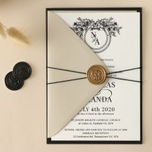 Ebony Foiled Wreath - Wedding Invitations - IC550-FLBL-01 - 189167