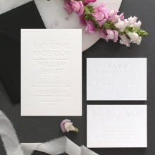 White on White Blind Letterpress - Wedding Invitations - WPBD-01 - 183922