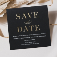 Foiled Save the Date on Black with White - Wedding Invitations - MB300-PFLGG-WI - 184935