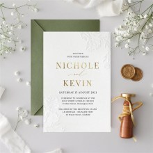 Debossed Floral with Gold Names - Wedding Invitations - IC55-GG-LPBD-05 - 189426