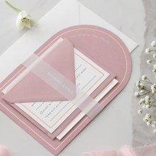 Dusty Pink Arch Shaped with Rose Gold Pre-Foil - Wedding Invitations - CRDP-ARC-PFL-RG-WI-01 - 187759