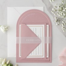 Dusty Pink Arch Shaped with Rose Gold Pre-Foil - Wedding Invitations - CRDP-ARC-PFL-RG-WI-01 - 187760