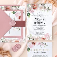 Foiled Blushing Florals - Wedding Invitations - TI300-CP-PFL-GG-2 - 189157
