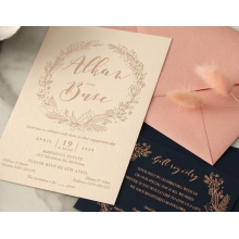 Chic Navy and Rosy Blush Foil - Wedding Invitations - WP-CR07-BR - 184236
