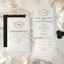 Simplified Crest and Border - Wedding Invitations - KI300-PFL-GG-03 - 189176