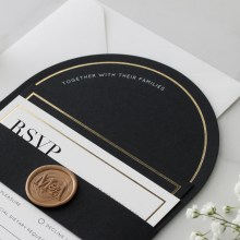 Gold Foil Stamped Border Arch with White Ink - Wedding Invitations - MB300-ARC-PFL-GG-WI-01x - 187734
