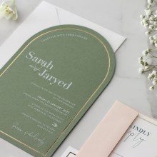 Green Arch Shaped with Gold Pre-Foil - Wedding Invitations - CR28-ARC-PFL-GG-WI-01x - 187779