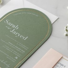 Green Arch Shaped with Gold Pre-Foil - Wedding Invitations - CR28-ARC-PFL-GG-WI-01x - 187778
