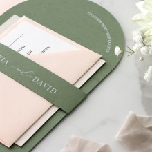 Green Arch Shaped with White Ink - Wedding Invitations - CRXX-ARC-GN-WI-01 - 187927