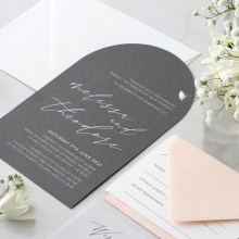 Grey Arch Shaped with White Ink - Wedding Invitations - CR49-ARC-GY-WI-01 - 187955