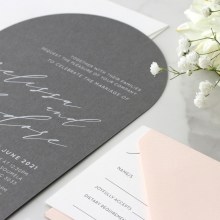 Grey Arch Shaped with White Ink - Wedding Invitations - CR49-ARC-GY-WI-01 - 187954