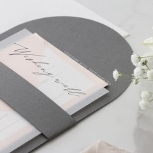 Grey Arch Shaped with White Ink - Wedding Invitations - CR49-ARC-GY-WI-01 - 187952