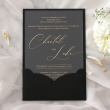 Acrylic with Foil with Ebony Half Pocket - Wedding Invitations - ACR-GG-PCBL-01 - 184931
