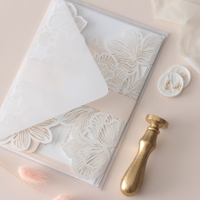 Foil Stamped Floral Laser Cut Elegance - Wedding Invitations - BH1680-F - 184161