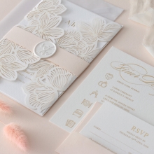 Foil Stamped Floral Laser Cut Elegance - Wedding Invitations - BH1680-F - 184165