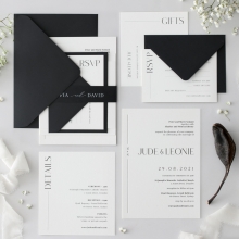 Black & White Letterpress Suite - Wedding Invitations - IC55-LP-BL-08 - 185885