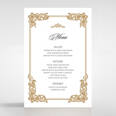 Golden Divine Damask wedding venue menu card