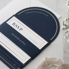 Navy Arch Shaped with Gold Pre-Foil - Wedding Invitations - CR12-ARC-PFL-GG-WI-01x - 187678