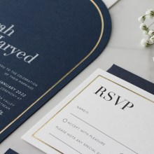 Navy Arch Shaped with Gold Pre-Foil - Wedding Invitations - CR12-ARC-PFL-GG-WI-01x - 187676