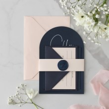 Navy Arch Shaped with White Ink - Wedding Invitations - CR12-ARC-NV-WI-01 - 187902