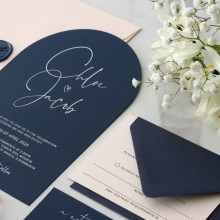 Navy Arch Shaped with White Ink - Wedding Invitations - CR12-ARC-NV-WI-01 - 187906