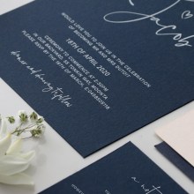 Navy Arch Shaped with White Ink - Wedding Invitations - CR12-ARC-NV-WI-01 - 187905