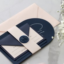 Navy Arch Shaped with White Ink - Wedding Invitations - CR12-ARC-NV-WI-01 - 187904