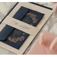 Chic Navy and Rosy Blush Foil - Wedding Invitations - WP-CR07-BR - 184239