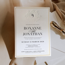 Gold Border & Embossed Crest - Wedding Invitations - PM-IC330-PLP-BL-03 - 184910