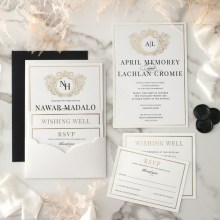 Simplified Crest and Border - Wedding Invitations - PM-KI300-PFL-GG-03x - 188166