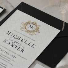 Pre Foiled Quilted Crest - Wedding Invitations - PM-IC330-PLP-BL-02 - 185070
